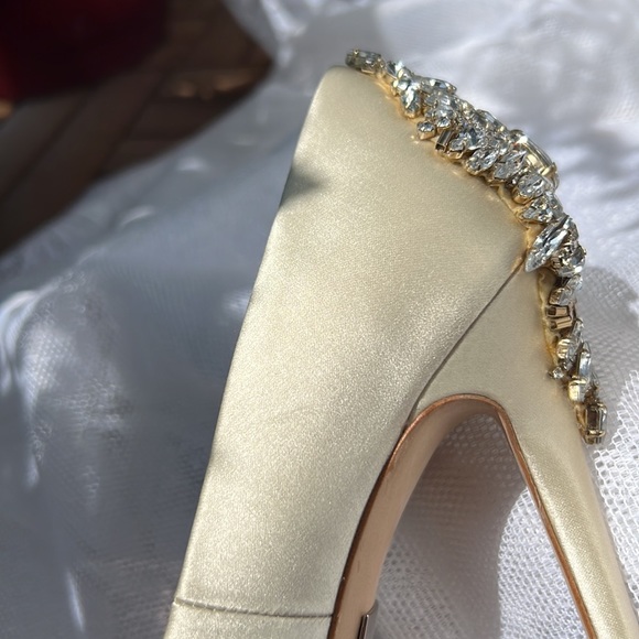 Badgley Mischka Kiara Embellished Peep-toe Pump Ivory 6.5 - Picture 10 of 12
